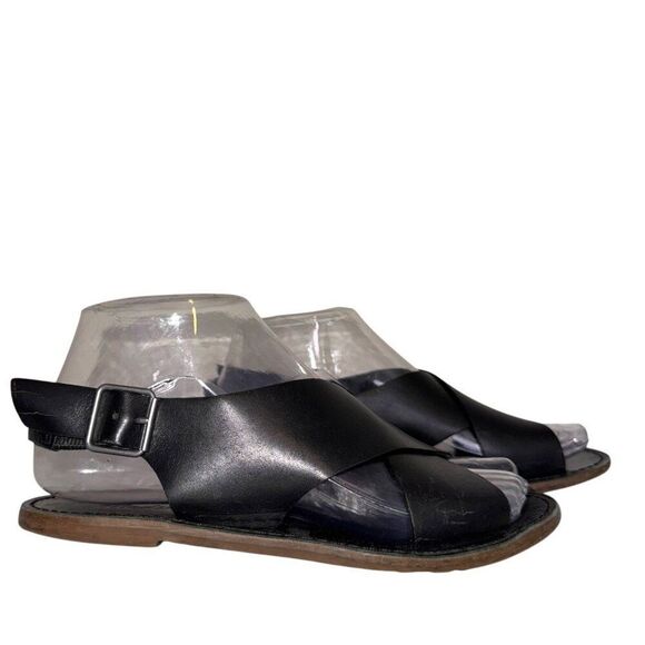 Madewell The Boardwalk Crossover Sandals 5.5 Crisscross Leather Flat Minimalist - Picture 3 of 10